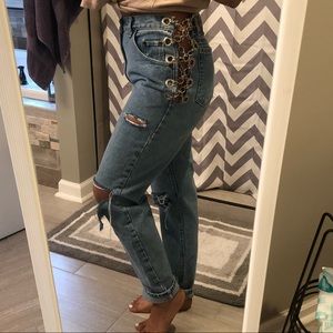 High waisted chain jeans